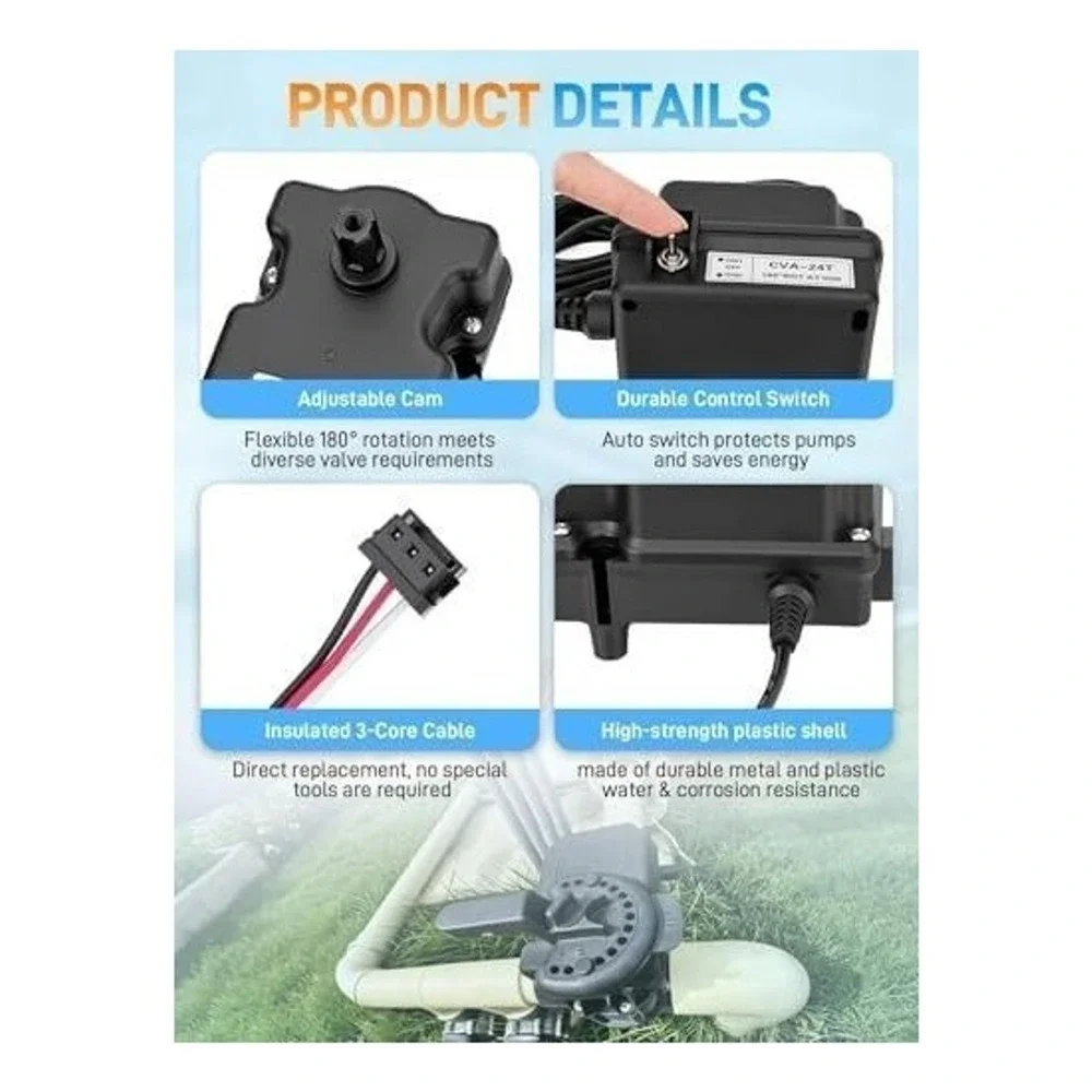 Sejaede CVA-24 Pool Spa Valve Actuator 24VAC 0.65A with 25ft Cable